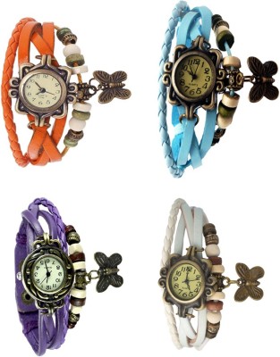 NS18 Vintage Butterfly Rakhi Combo of 4 Orange, Purple, Sky Blue And White Analog Watch  - For Women   Watches  (NS18)