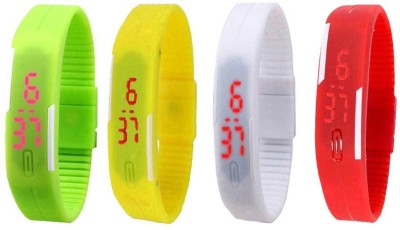 NS18 Silicone Led Magnet Band Watch Combo of 4 Green, Yellow, White And Red Digital Watch  - For Couple   Watches  (NS18)