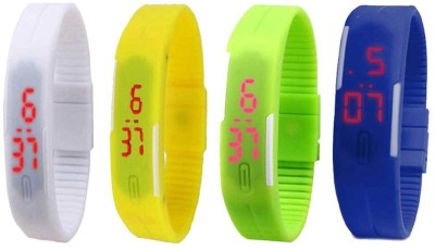 NS18 Silicone Led Magnet Band Combo of 4 White, Yellow, Green And Blue Digital Watch  - For Boys & Girls   Watches  (NS18)