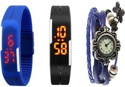 3D Fashion LED-BLUE_BLACK_DORI-BLUE Analog-Digital Watch  - For Women   Watches  (3D Fashion)