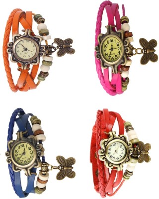 NS18 Vintage Butterfly Rakhi Combo of 4 Orange, Blue, Pink And Red Analog Watch  - For Women   Watches  (NS18)