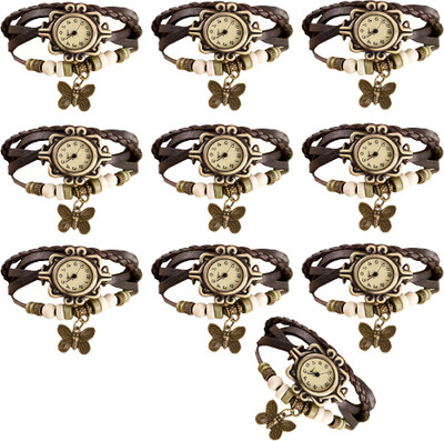 

Kissu Vintage Rakhi Combo of 10 Brown Watch - For Women