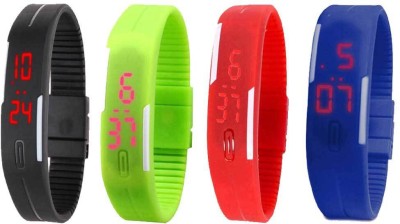 NS18 Silicone Led Magnet Band Combo of 4 Black, Green, Red And Blue Digital Watch  - For Boys & Girls   Watches  (NS18)