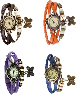 NS18 Vintage Butterfly Rakhi Combo of 4 Brown, Purple, Orange And Blue Analog Watch  - For Women   Watches  (NS18)