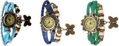 NS18 Vintage Butterfly Rakhi Watch Combo of 3 Sky Blue, Blue And Green Analog Watch  - For Women   Watches  (NS18)