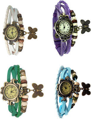 

NS18 Vintage Butterfly Rakhi Combo of 4 White, Green, Purple And Sky Blue Watch - For Women