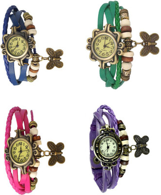 

Kissu Vintage Rakhi Combo of 4 Blue, Pink, Green And Purple Watch - For Women