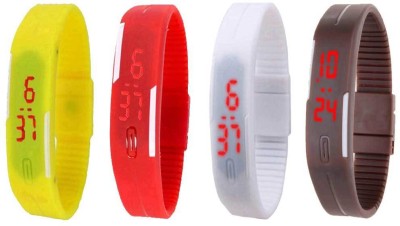 NS18 Silicone Led Magnet Band Combo of 4 Yellow, Red, White And Brown Digital Watch  - For Boys & Girls   Watches  (NS18)