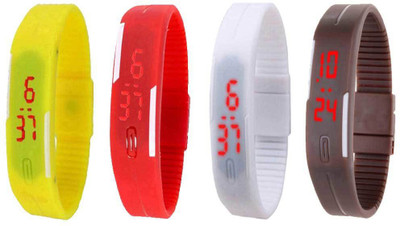 

Kissu Led Magnet Band Combo of 4 Yellow, Red, White And Brown Watch - For Men & Women