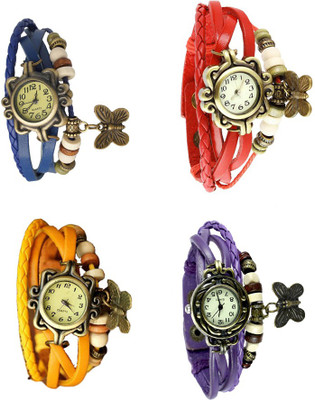 

Kissu Vintage Rakhi Combo of 4 Blue, Yellow, Red And Purple Watch - For Women