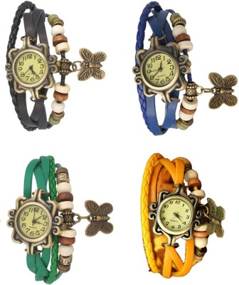 NS18 Vintage Butterfly Rakhi Combo of 4 Black, Green, Blue And Yellow Analog Watch  - For Women   Watches  (NS18)