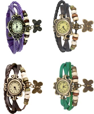 NS18 Vintage Butterfly Rakhi Combo of 4 Purple, Brown, Black And Green Analog Watch  - For Women   Watches  (NS18)