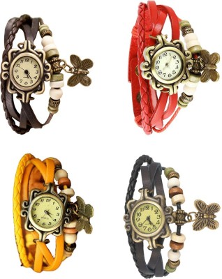 NS18 Vintage Butterfly Rakhi Combo of 4 Brown, Yellow, Red And Black Analog Watch  - For Women   Watches  (NS18)