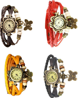 

NS18 Vintage Butterfly Rakhi Combo of 4 Brown, Yellow, Red And Black Watch - For Women