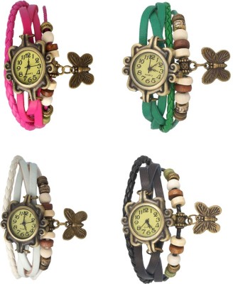 NS18 Vintage Butterfly Rakhi Combo of 4 Pink, White, Green And Black Analog Watch  - For Women   Watches  (NS18)