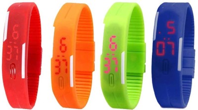 NS18 Silicone Led Magnet Band Combo of 4 Red, Orange, Green And Blue Digital Watch  - For Boys & Girls   Watches  (NS18)