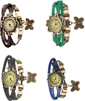 NS18 Vintage Butterfly Rakhi Combo of 4 Brown, Black, Green And Blue Analog Watch  - For Women   Watches  (NS18)