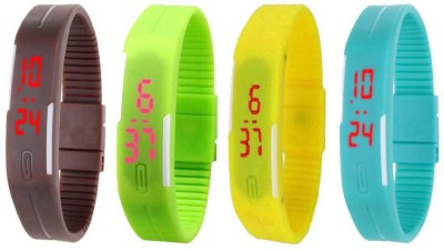 NS18 Silicone Led Magnet Band Watch Combo of 4 Brown, Green, Yellow And Sky Blue Digital Watch  - For Couple   Watches  (NS18)