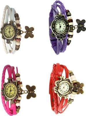 NS18 Vintage Butterfly Rakhi Combo of 4 White, Pink, Purple And Red Analog Watch  - For Women   Watches  (NS18)
