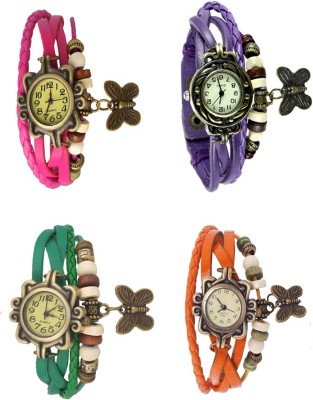 NS18 Vintage Butterfly Rakhi Combo of 4 Pink, Green, Purple And Orange Analog Watch  - For Women   Watches  (NS18)