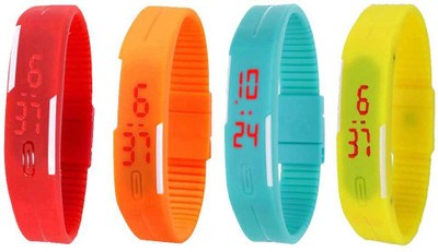 

Kissu Led Magnet Band Combo of 4 Red, Orange, Sky Blue And Yellow Watch - For Men & Women
