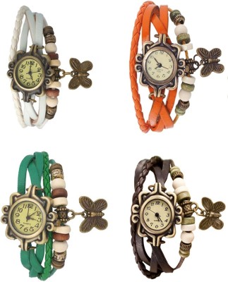 NS18 Vintage Butterfly Rakhi Combo of 4 White, Green, Orange And Brown Analog Watch  - For Women   Watches  (NS18)