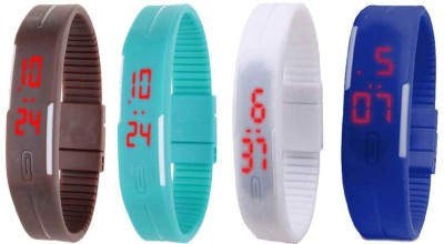 NS18 Silicone Led Magnet Band Combo of 4 Brown, Sky Blue, White And Blue Digital Watch  - For Boys & Girls   Watches  (NS18)