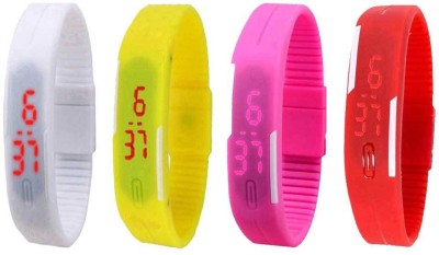 NS18 Silicone Led Magnet Band Watch Combo of 4 White, Yellow, Pink And Red Digital Watch  - For Couple   Watches  (NS18)