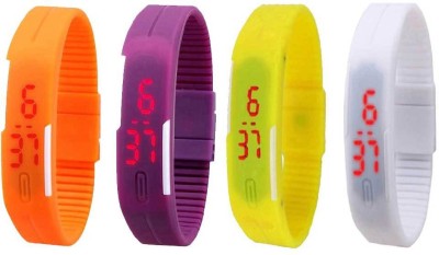 NS18 Silicone Led Magnet Band Combo of 4 Orange, Purple, Yellow And White Digital Watch  - For Boys & Girls   Watches  (NS18)