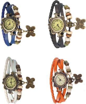 NS18 Vintage Butterfly Rakhi Combo of 4 Blue, White, Black And Orange Analog Watch  - For Women   Watches  (NS18)