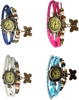 NS18 Vintage Butterfly Rakhi Combo of 4 Blue, White, Pink And Sky Blue Analog Watch  - For Women   Watches  (NS18)