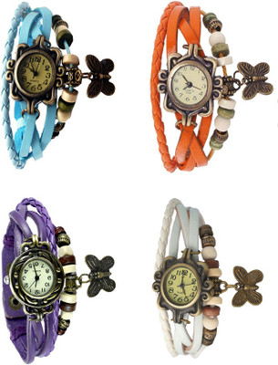 

NS18 Vintage Butterfly Rakhi Combo of 4 Sky Blue, Purple, Orange And White Watch - For Women