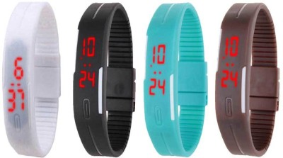 NS18 Silicone Led Magnet Band Combo of 4 White, Black, Sky Blue And Brown Digital Watch  - For Boys & Girls   Watches  (NS18)