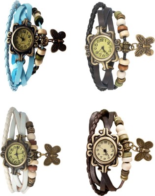 NS18 Vintage Butterfly Rakhi Combo of 4 Sky Blue, White, Black And Brown Analog Watch  - For Women   Watches  (NS18)