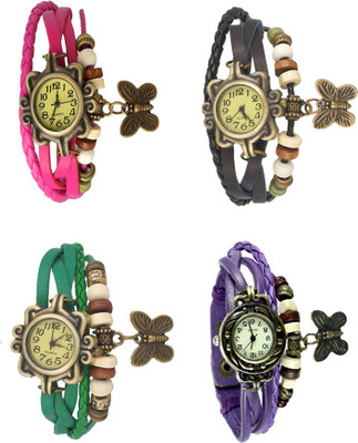 

NS18 Vintage Butterfly Rakhi Combo of 4 Pink, Green, Black And Purple Watch - For Women