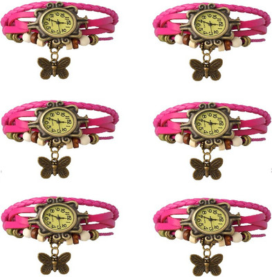 

Kissu Vintage Rakhi Combo of 6 Pink Watch - For Women