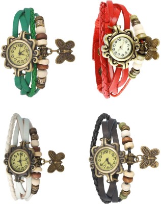 NS18 Vintage Butterfly Rakhi Combo of 4 Green, White, Red And Black Analog Watch  - For Women   Watches  (NS18)