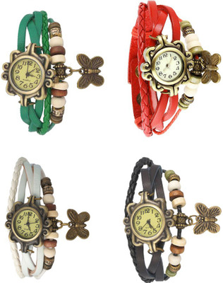 

Kissu Vintage Rakhi Combo of 4 Green, White, Red And Black Watch - For Women