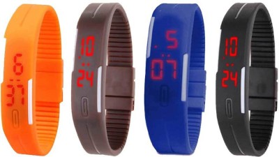 NS18 Silicone Led Magnet Band Combo of 4 Orange, Brown, Blue And Black Digital Watch  - For Boys & Girls   Watches  (NS18)