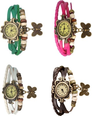 NS18 Vintage Butterfly Rakhi Combo of 4 Green, White, Pink And Brown Analog Watch  - For Women   Watches  (NS18)