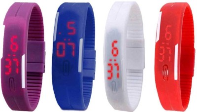 NS18 Silicone Led Magnet Band Watch Combo of 4 Purple, Blue, White And Red Digital Watch  - For Couple   Watches  (NS18)
