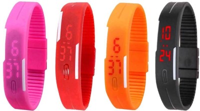 NS18 Silicone Led Magnet Band Combo of 4 Pink, Red, Orange And Black Digital Watch  - For Boys & Girls   Watches  (NS18)