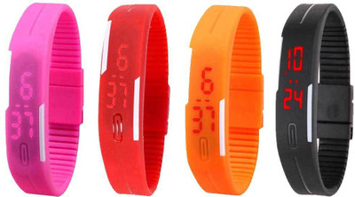 

Kissu Led Magnet Band Combo of 4 Pink, Red, Orange And Black Watch - For Men & Women
