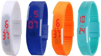 NS18 Silicone Led Magnet Band Watch Combo of 4 White, Blue, Orange And Sky Blue Digital Watch  - For Couple   Watches  (NS18)