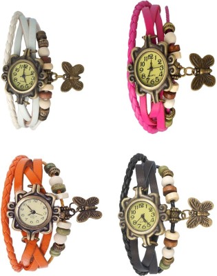 NS18 Vintage Butterfly Rakhi Combo of 4 White, Orange, Pink And Black Analog Watch  - For Women   Watches  (NS18)