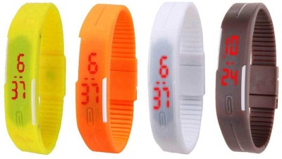 NS18 Silicone Led Magnet Band Combo of 4 Yellow, Orange, White And Brown Digital Watch  - For Boys & Girls   Watches  (NS18)