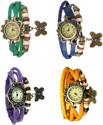 NS18 Vintage Butterfly Rakhi Combo of 4 Green, Purple, Blue And Yellow Analog Watch  - For Women   Watches  (NS18)