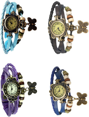

Kissu Vintage Rakhi Combo of 4 Sky Blue, Purple, Black And Blue Watch - For Women