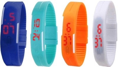 NS18 Silicone Led Magnet Band Combo of 4 Blue, Sky Blue, Orange And White Digital Watch  - For Boys & Girls   Watches  (NS18)