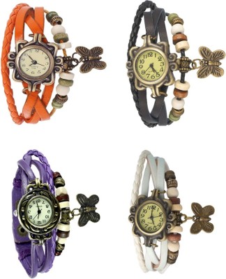 NS18 Vintage Butterfly Rakhi Combo of 4 Orange, Purple, Black And White Analog Watch  - For Women   Watches  (NS18)